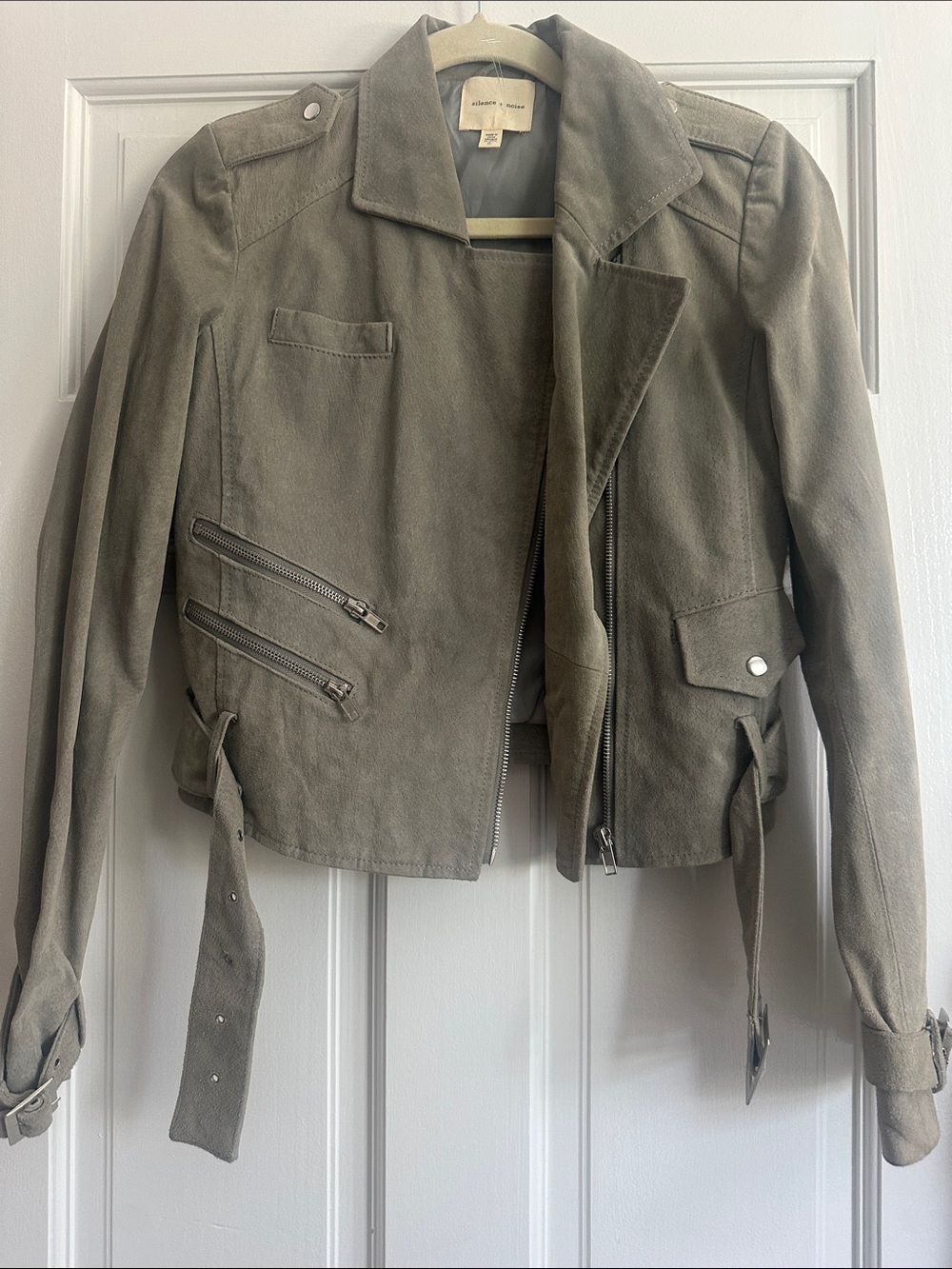 Silence +noise Suede Moto Jacket - small